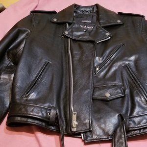 Vintage 1990s Black Wilson's Leather Motorcycle Jacket, Medium